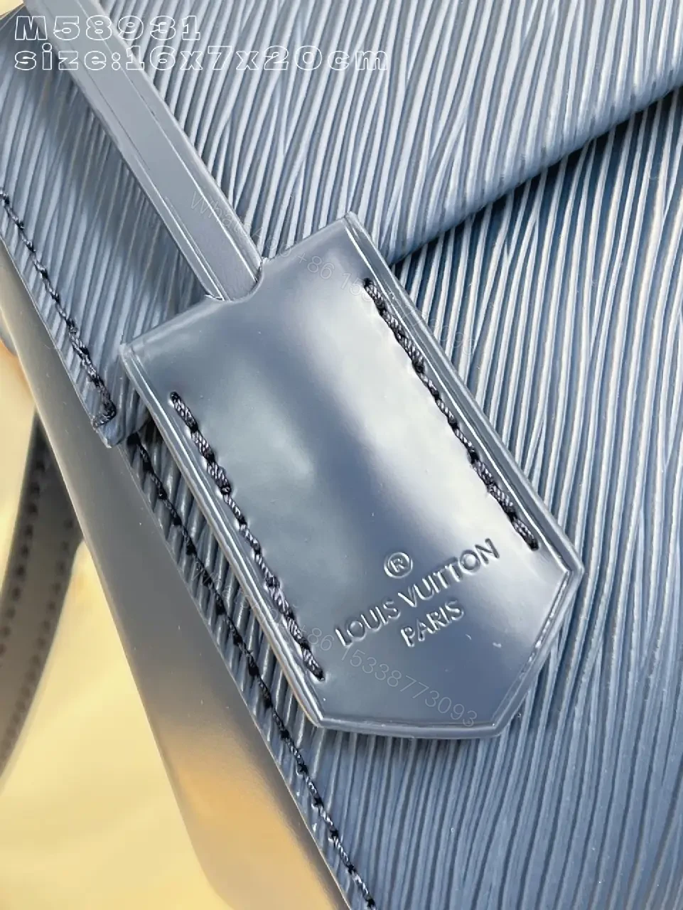 View 5 of Blue Saffiano Leather Structured Bag with Luxe Hardware