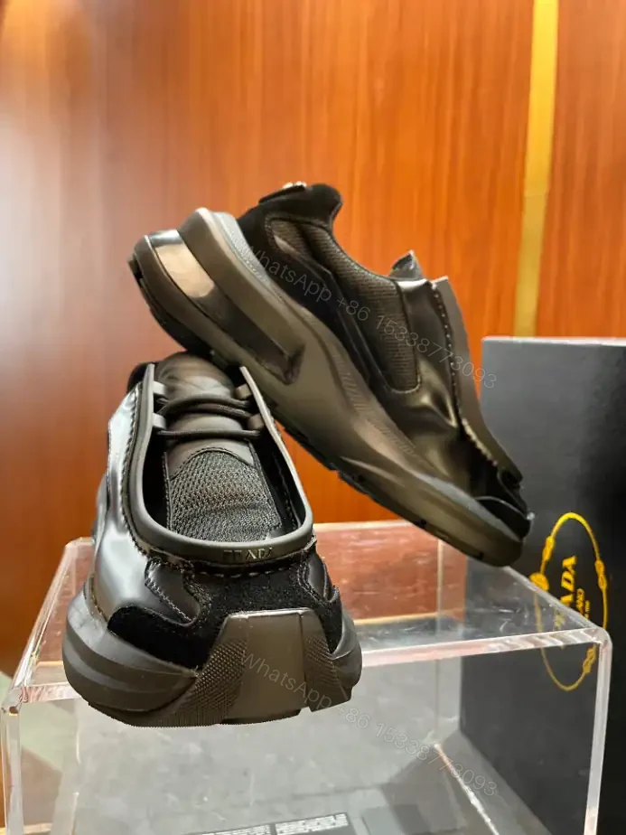 View 4 of PRADA BRUSHED LEATHER SNEAKERS BIKE FABRIC SUEDE – PRD013