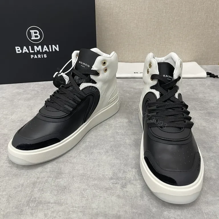 Monochrome Balmain High-Tops: Luxury Comfort Sneakers — view 1