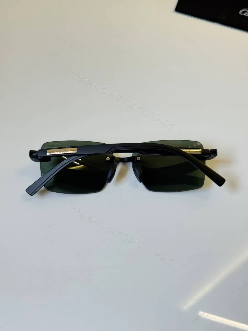 View 2 of First Copy Cartier Round Green Lens Sunglasses Metal Frame Unisex UV Protection 62606