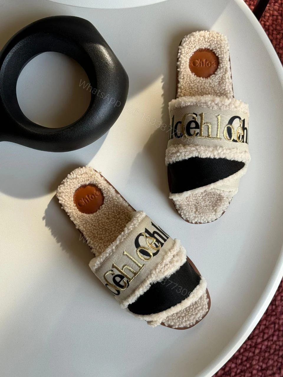 View 9 of Chloé Marcie faux fur mules & clogs