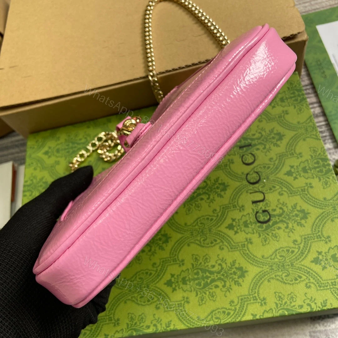 View 8 of JACKIE NOTTE MINI BAG 19 IN PINK CRACKED LACQUER CALFSKIN GOLD HARDWARE