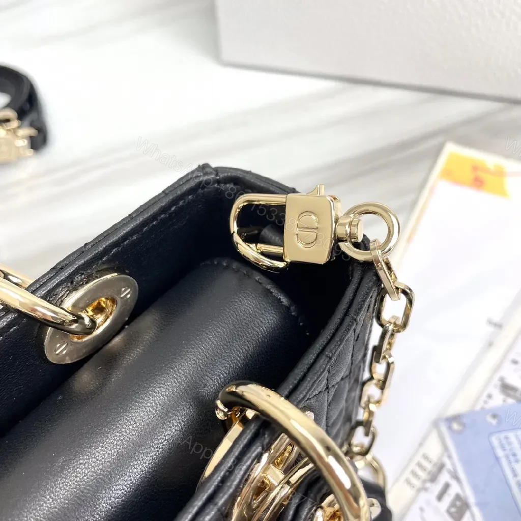 View 5 of Compact Faux-Leather Quilted Mini Bag with Gold Charms
