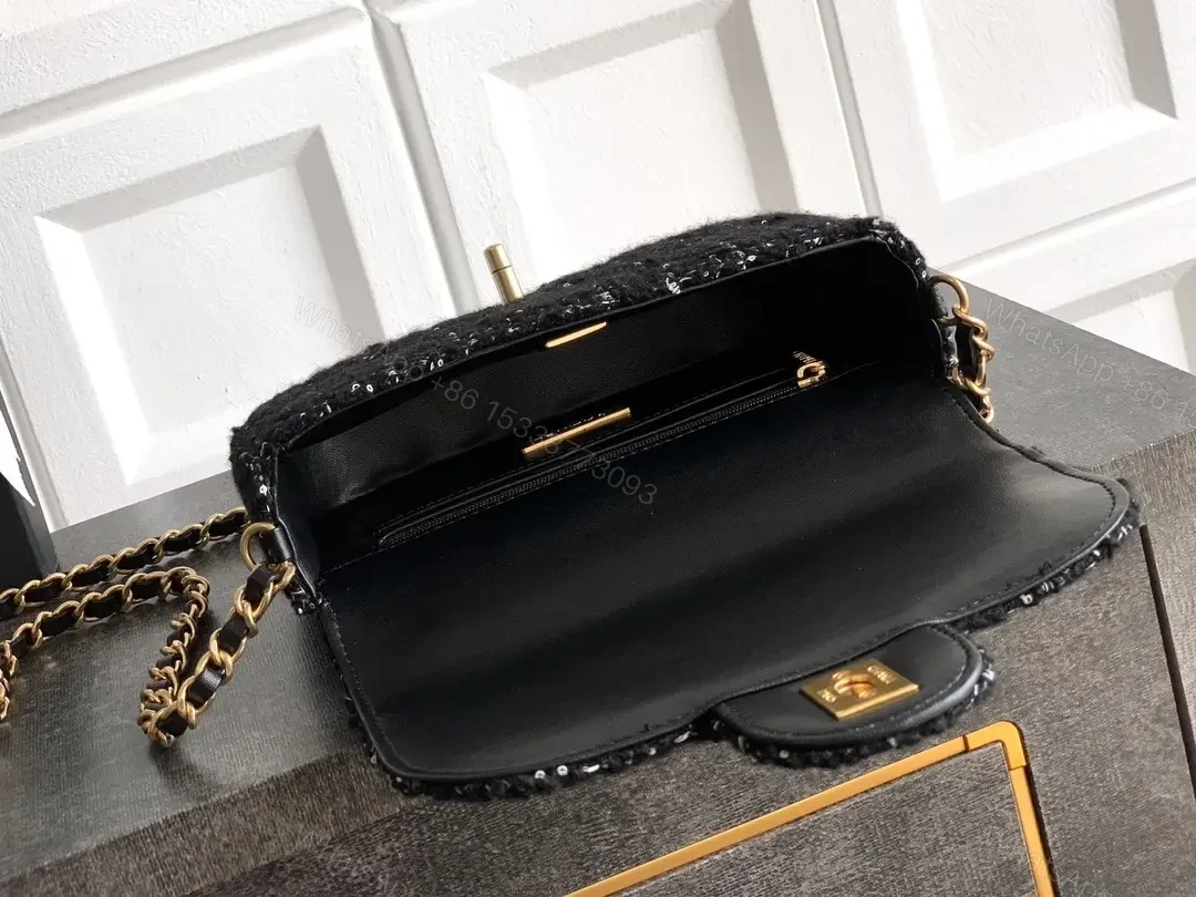 View 6 of Tweed Handbag: Compact Luxury with Gold Logo Clasp
