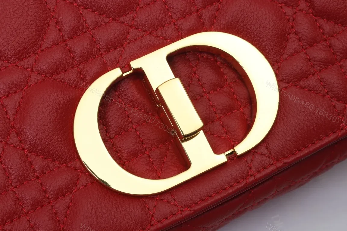 View 5 of Vibrant Red Quilted Leather Shoulder Bag, Gold Hardware, Luxe Clutch-Style