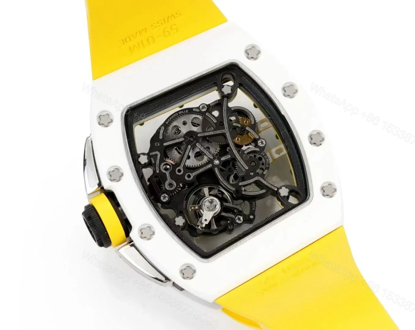 View 7 of Richard Mille RM61-01 Watch Yellow Strap TZP-N Zirconia Ceramic NTPT Carbon Fiber Skeleton Dial RMUL2 Manual Winding Movement Suspended Bridge Sports Edition RM61-01-YLS-TZP-RMUL2