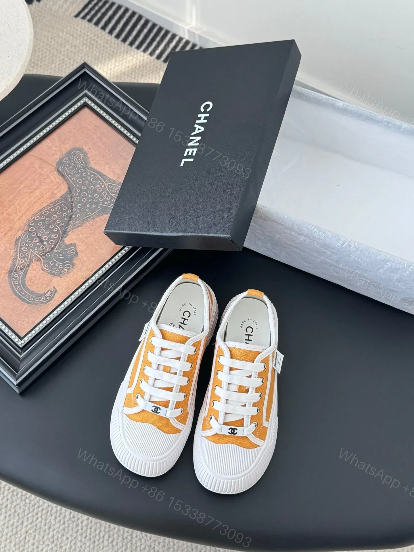 Chanel Women Yellow Canvas And Rubber Sneakers — view 1