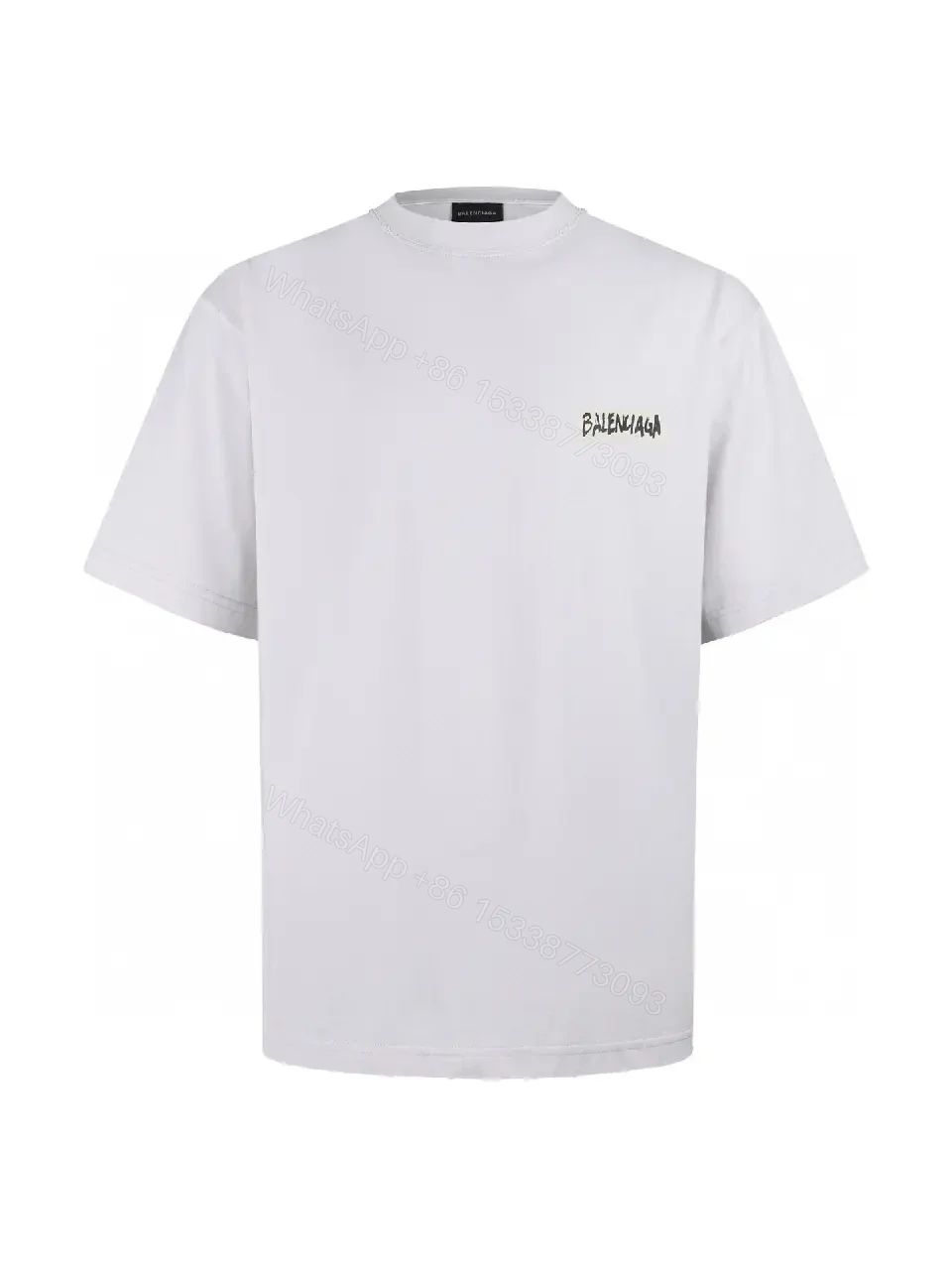 View 8 of Minimal White Cotton Tee: Subtle Logo, All-Day Comfort