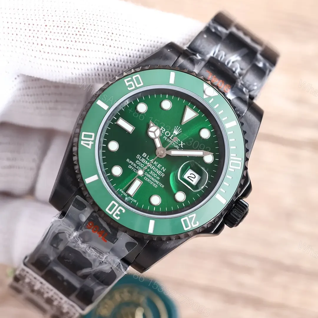 View 4 of Best Rolex Blaken Green Submariner replica 40MM V9 Black Rubber Strap Edition RG-BLAKEN-SUB-GREEN-V9-RUBBER