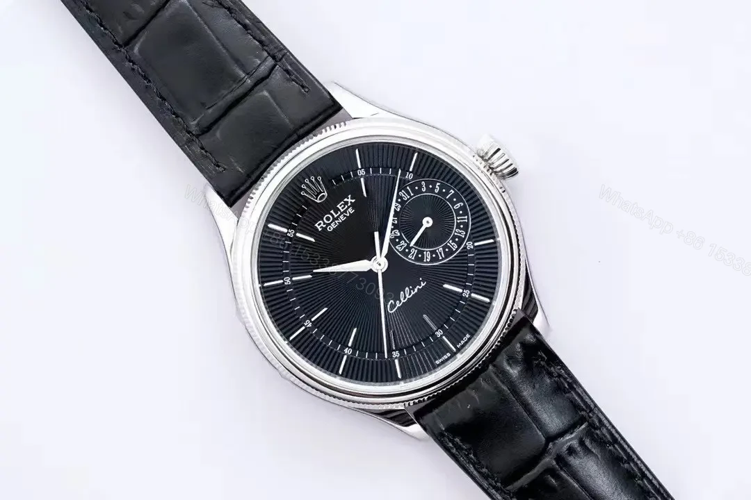 View 3 of Premium Rolex Cellini Date 50519 replica 39MM Brown Leather Strap Edition 50519-0014