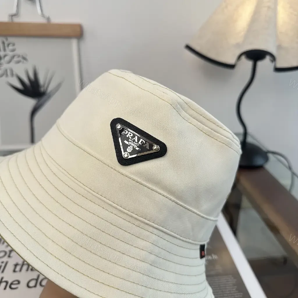 View 5 of White Bucket Hat Cotton Classic Stitch Brim, Minimal Logo Patch