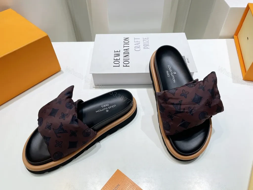 View 7 of Louis Vuitton Monogram Padded-Strap Slides: Sophisticated Comfort