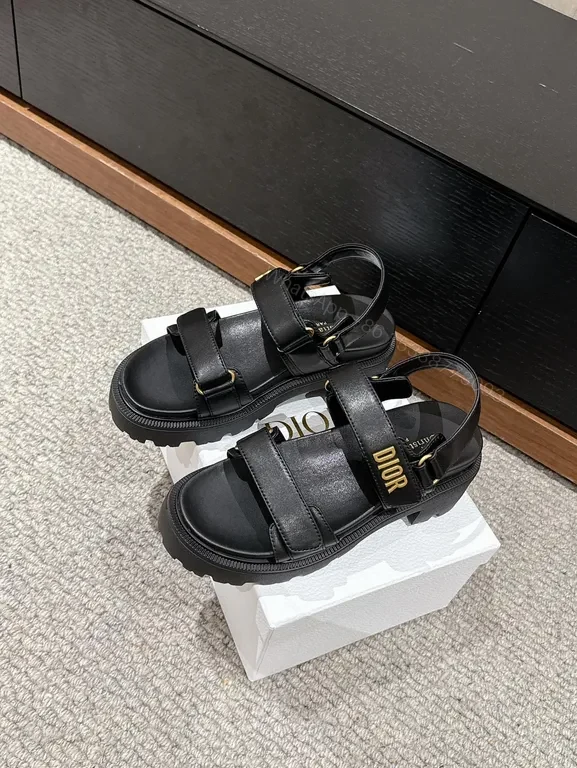View 4 of Chunky Straps Sandals â€” Black Leather, Dior-Inspired, Signature Comfort Sandals