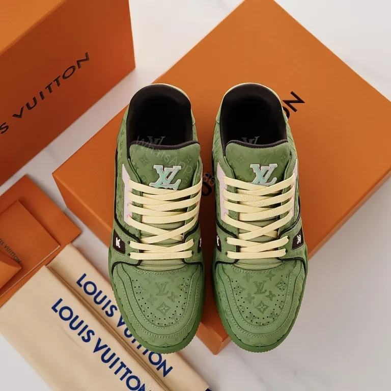 View 8 of Green Leather LV-Detail Sneaker: All-Day Comfort