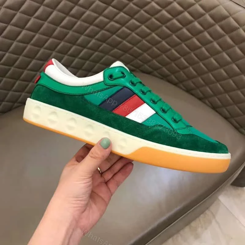 View 2 of GUCCI MEN’S GREEN LEATHER AND NYLON SNEAKERS – GC61