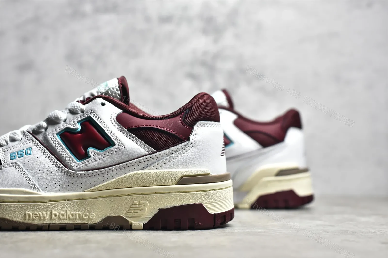 View 5 of New balance 550 White and Wine Red