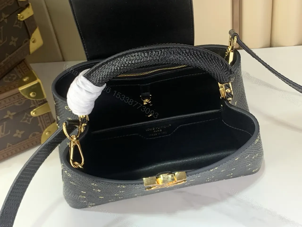 View 6 of Pebble-Grain Starry Handbag: Compact Luxe Crossbody Bag