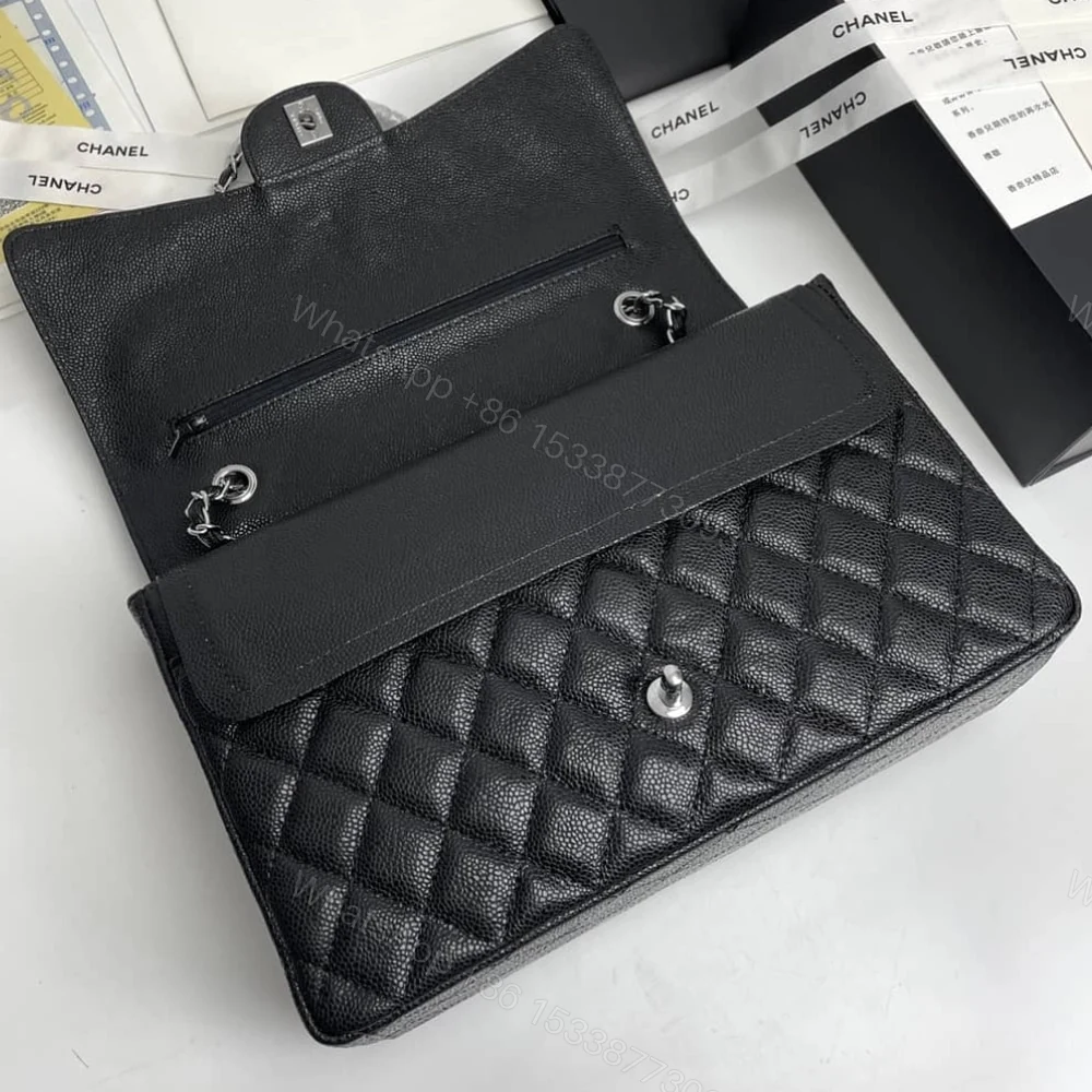 View 3 of Chanel Maxi Classic Handbag Sliver Hardware Black 33Cm