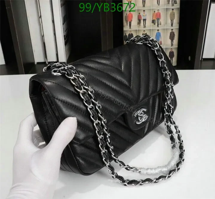 View 9 of Chanel Chevron Quilted Mini Rectangular Flap Bag – Black Leather