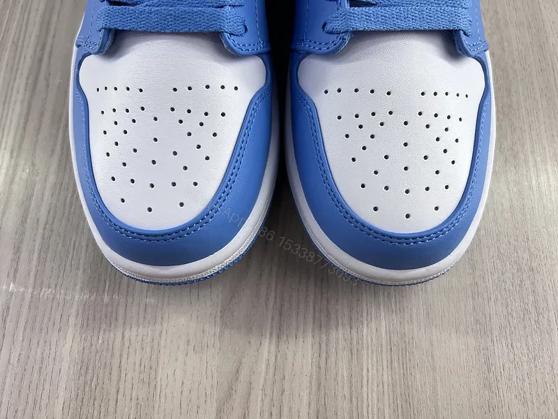 View 10 of Bold Two-Tone Leather Sneaker: Blue & White Luxury Shoes