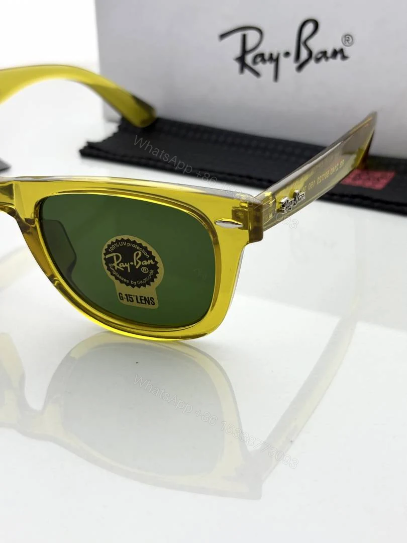 View 4 of First Copy Ray Ban 2140 Yellow Green Luxury Designer Sunglasses UV Protected Premium Eyewear