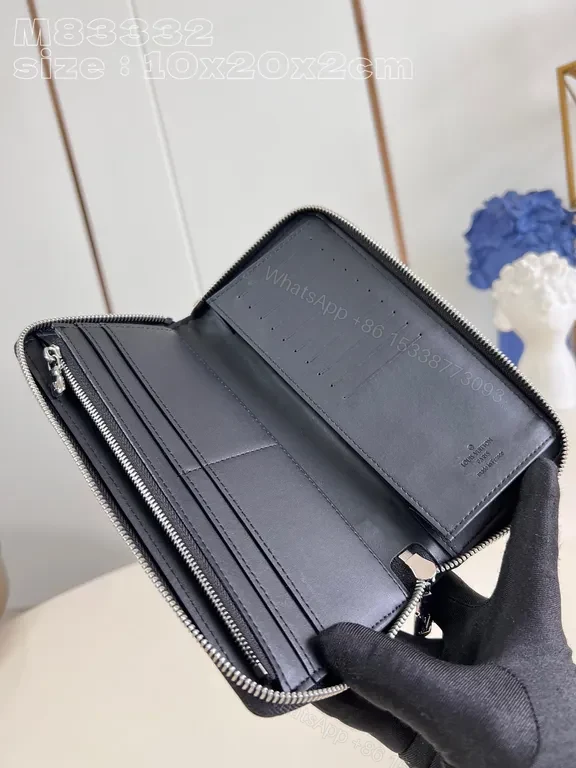 View 6 of Chic Textured Wallet with Bold LV Branding - Slim Zip