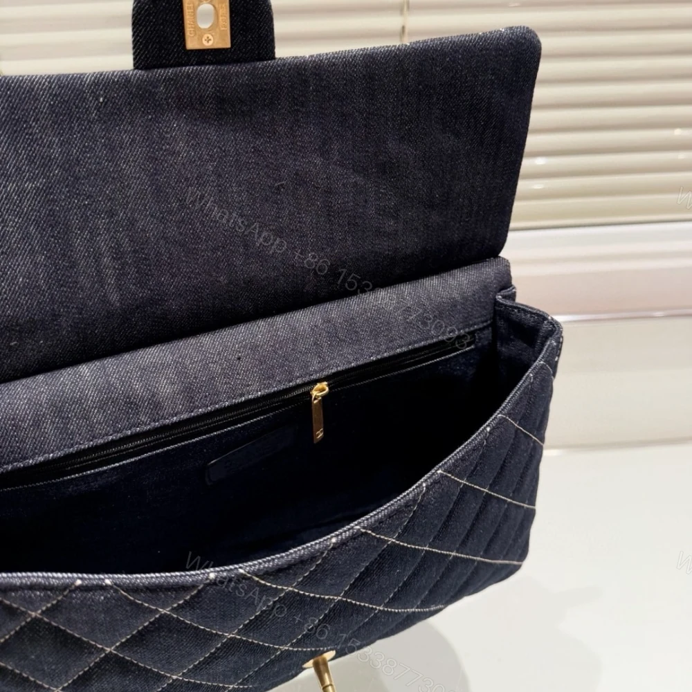 View 4 of Chanel Classic Flap Bag In Denim Dark Blue 30Cm