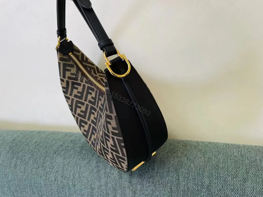 View 7 of Bold Logo Hobo Bag: Monogramed Leather & Canvas, Gold Accents