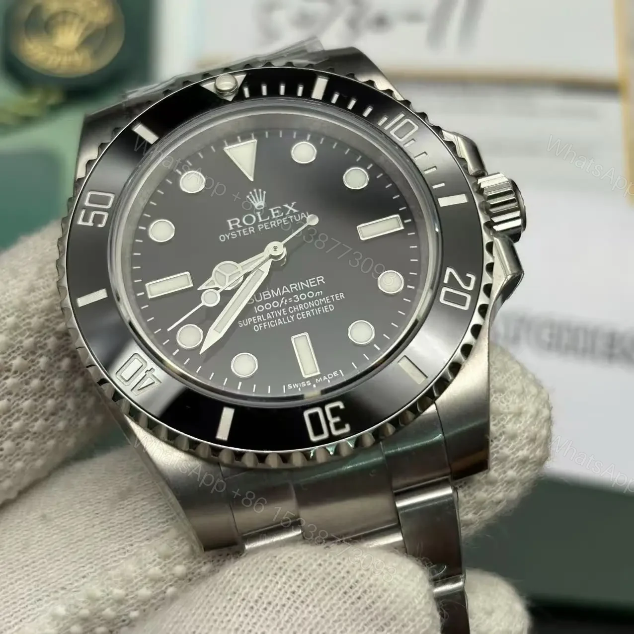 View 3 of Replica Rolex Submariner Silver/Black No Date