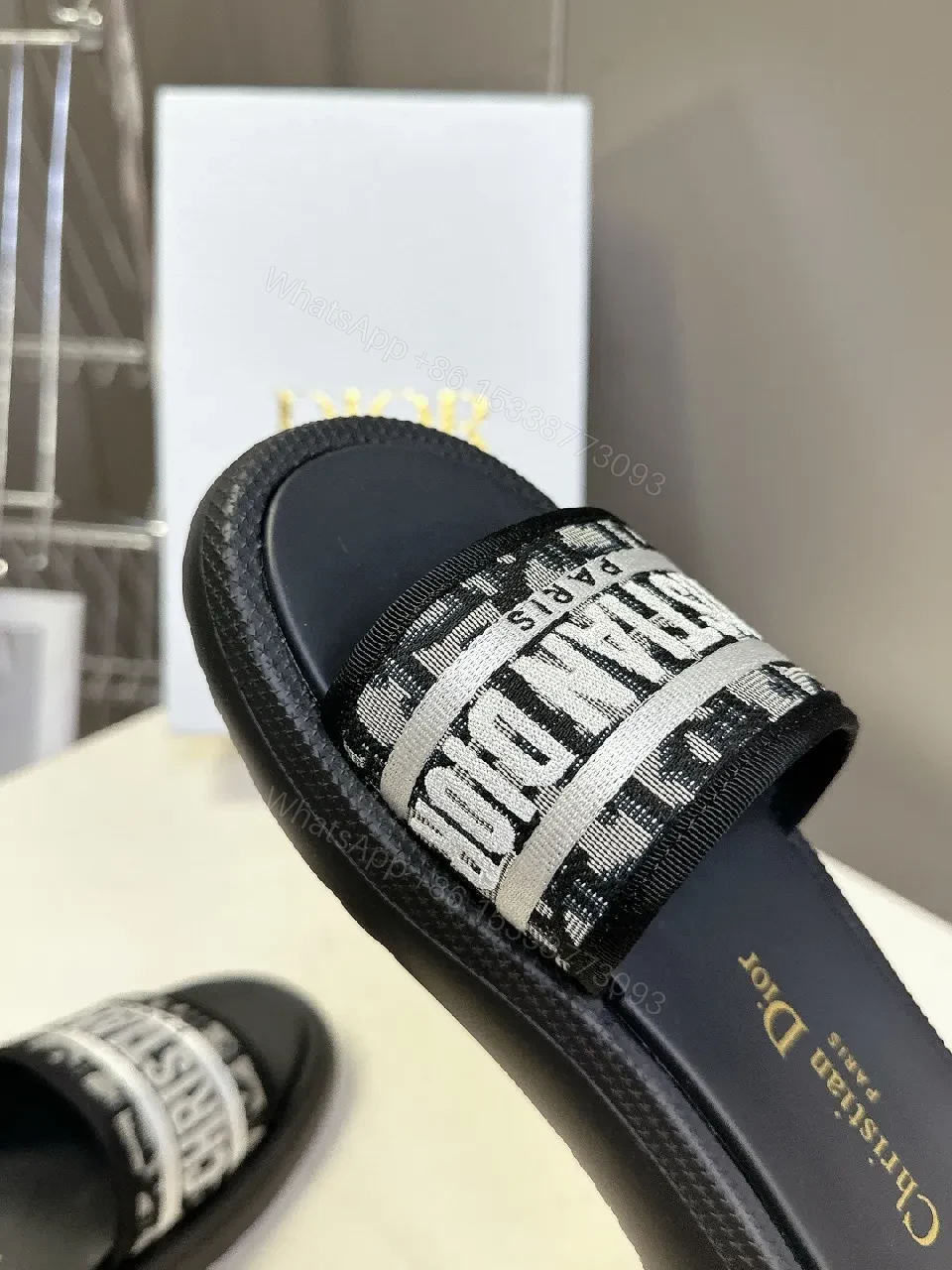 View 3 of Logo-Stripe Slides: Luxe Comfort Casual Slide