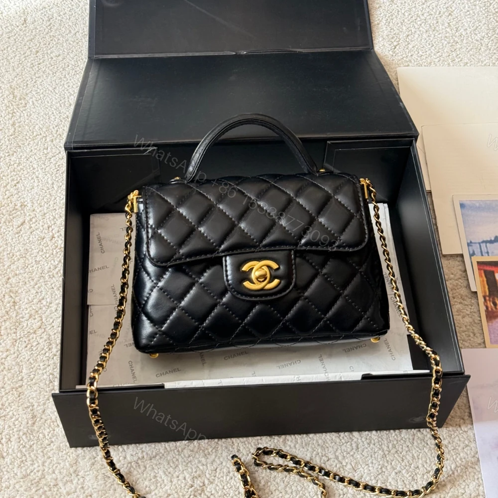 View 2 of Chanel Mini Flap Top Handle Bag And Gold Metal Black 20Cm AS5355 B19386 94305