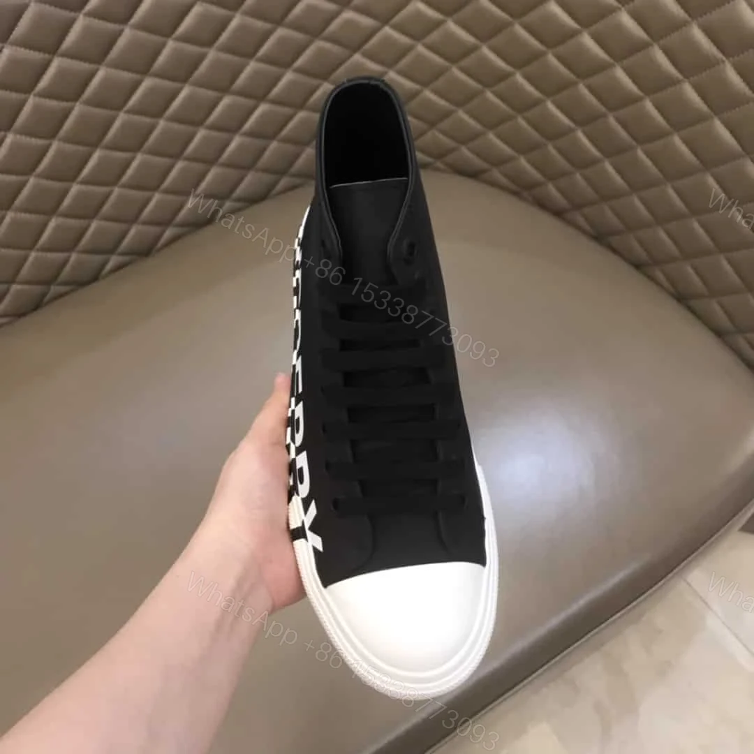 View 7 of BURBERRY LOGO PRINT GABARDINE HIGH-TOP SNEAKERS – BBR31