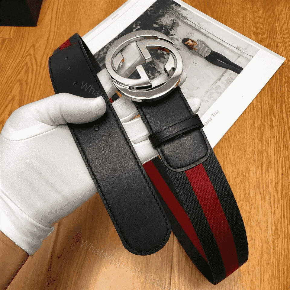 View 5 of GUCCI MEN’S WEB STRIPED CANVAS BELT – B9
