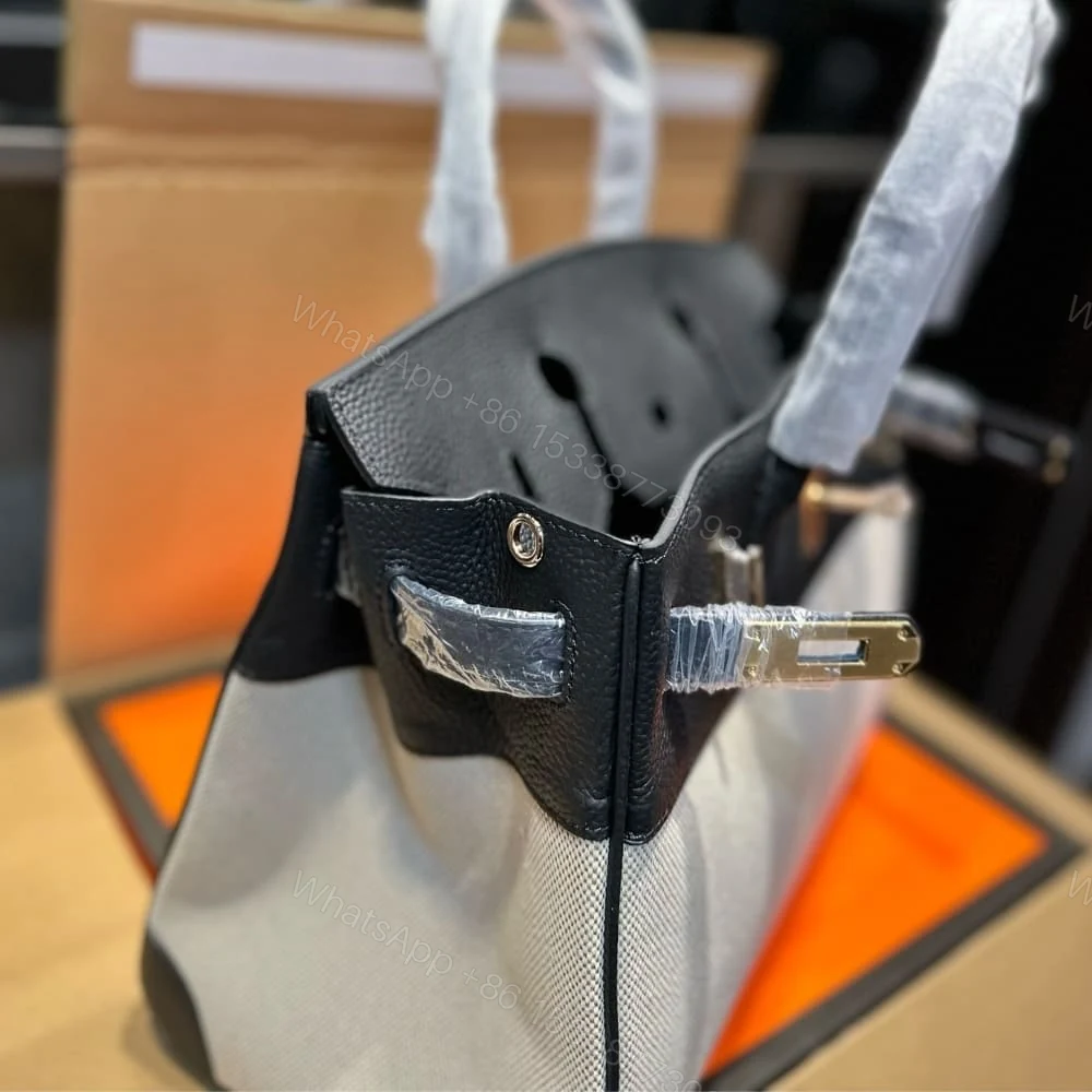 View 4 of Hermes Birkin 25 Toile H Black 25Cm