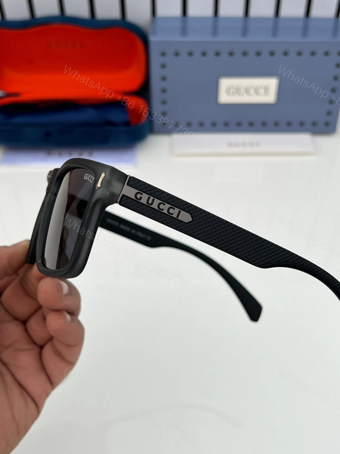 View 4 of Gucci Square Black Sunglasses Plastic