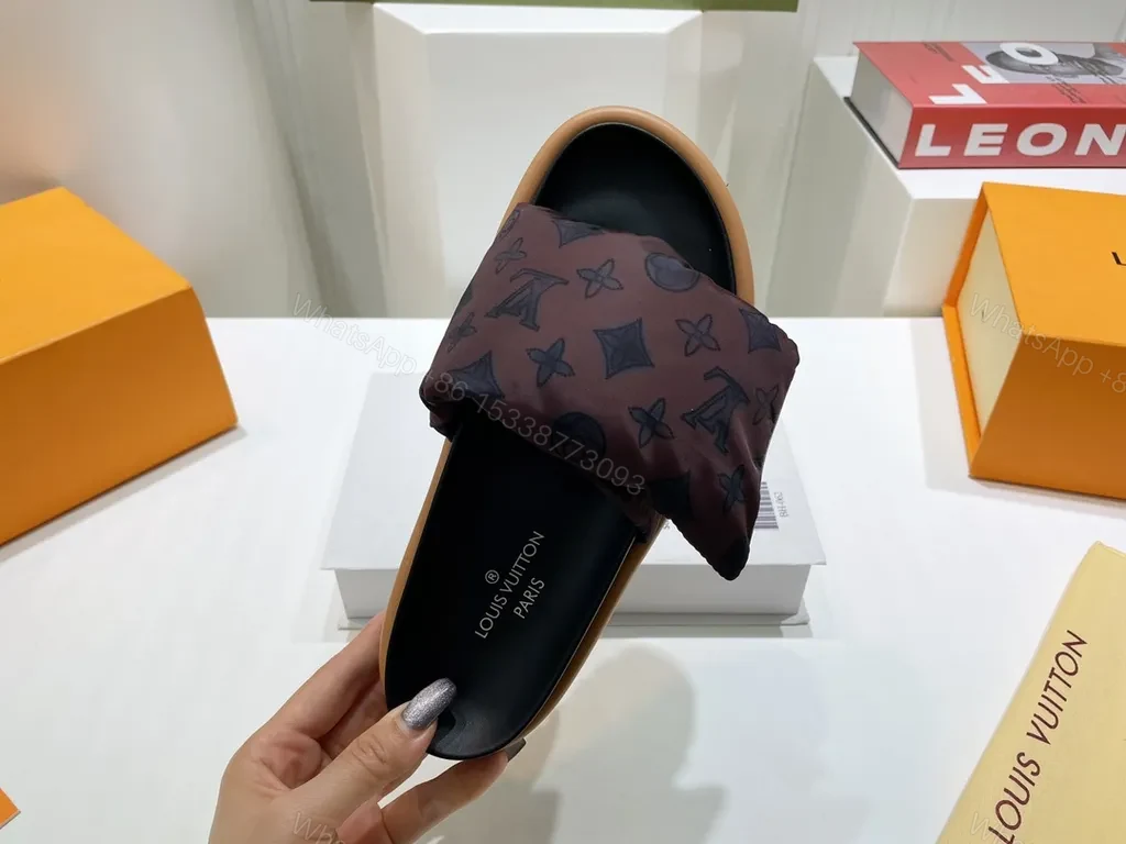 View 5 of Louis Vuitton Monogram Padded-Strap Slides: Sophisticated Comfort