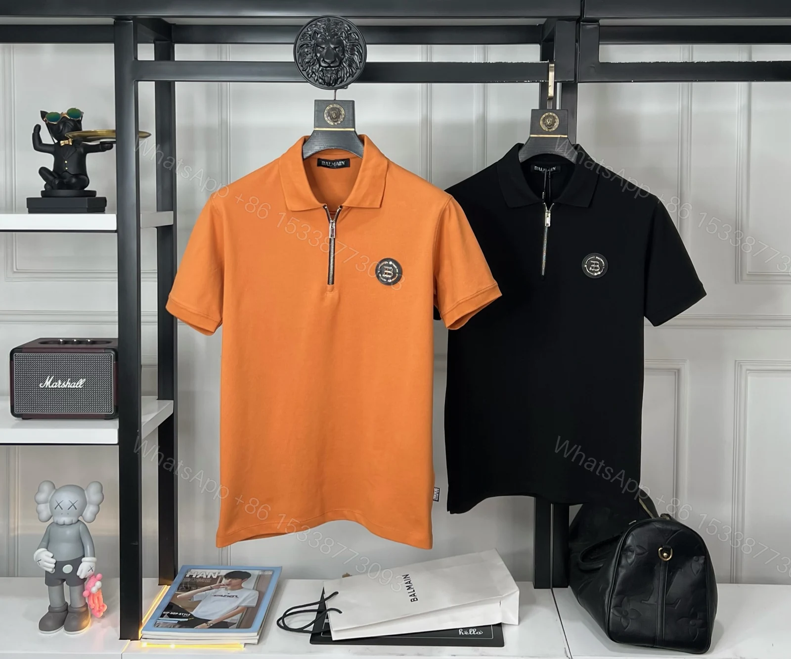 View 4 of First Copy BALMAIN Premium Zip Collar T-Shirt
