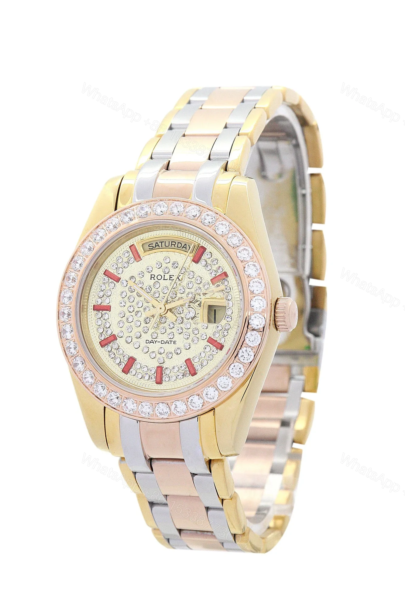 View 2 of Replica Rolex Day-Date Yellow gold with Diamonds Dial 118346 36 mm