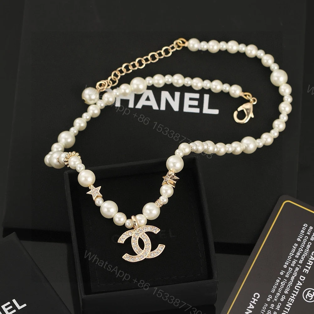 Chanel A貨珍珠項鍊星星設計雙C吊墜女款氣質百搭風 — view 1