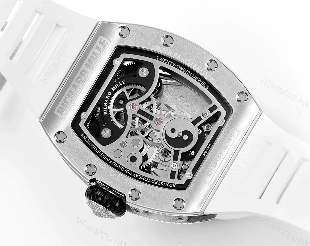View 8 of Richard Mille RM26-01 Panda Tourbillon Watch Full Diamond Giant Panda Bamboo Art 18K White Gold Mechanical Luxury EditionRM26-01-PND-WHT
