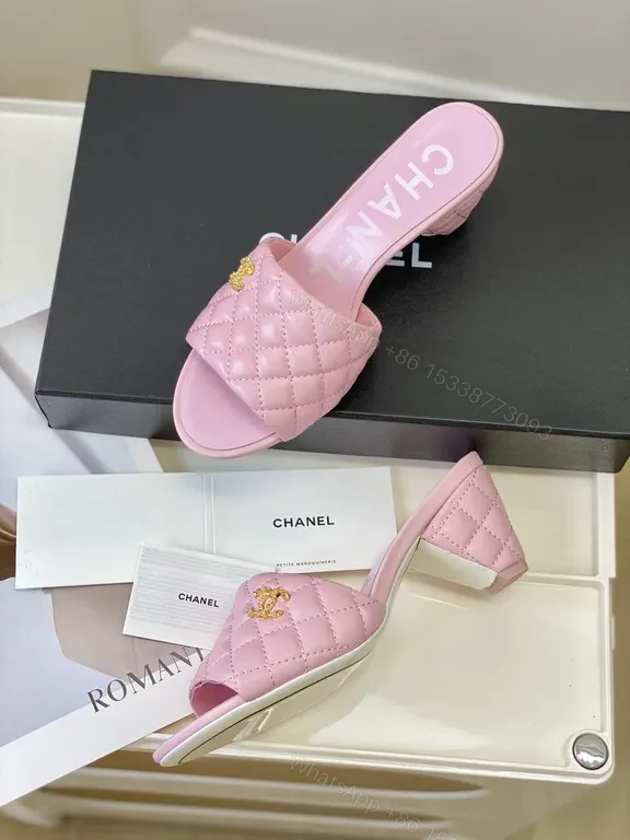 View 5 of Pink Quilted Chanel-Inspired Slides â€“ Luxury Comfort Sandals