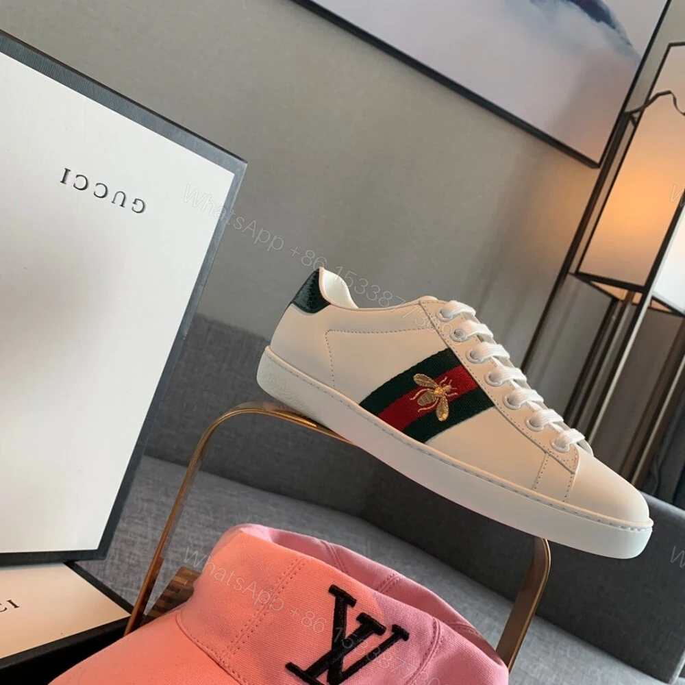 View 6 of Gucci Ace Embroidered Sneaker Bee White 429446 02JP0 9064