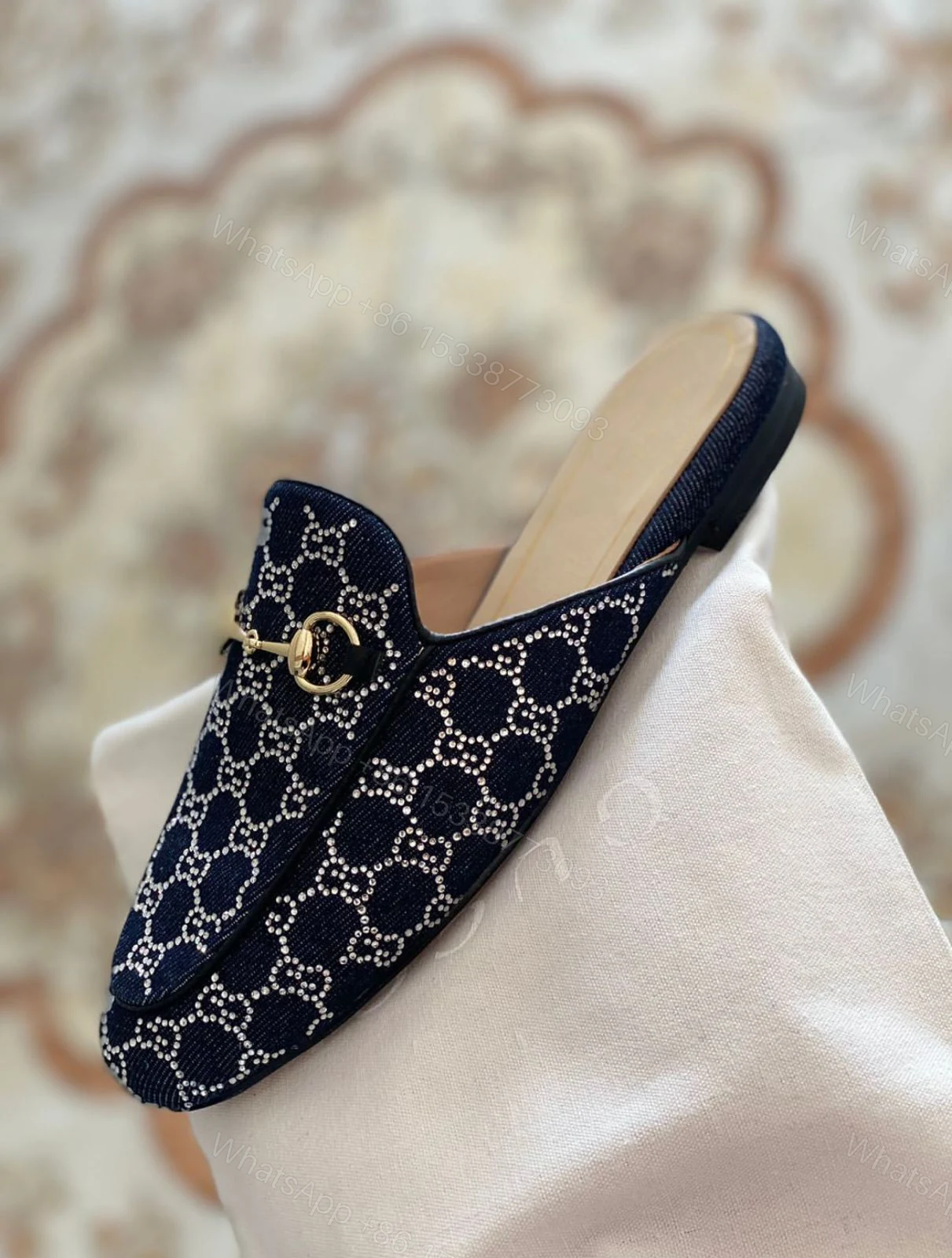 View 3 of FIRST COPY DENIM GUCCI MULES FOR WOMAN