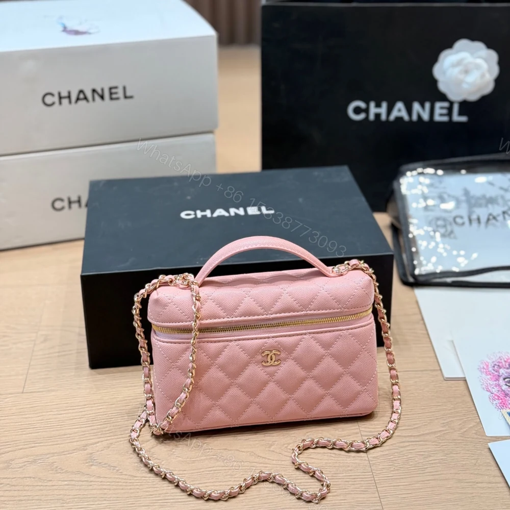 View 3 of Chanel Classic Vanity With Chain Gold Hardware Pink 19Cm