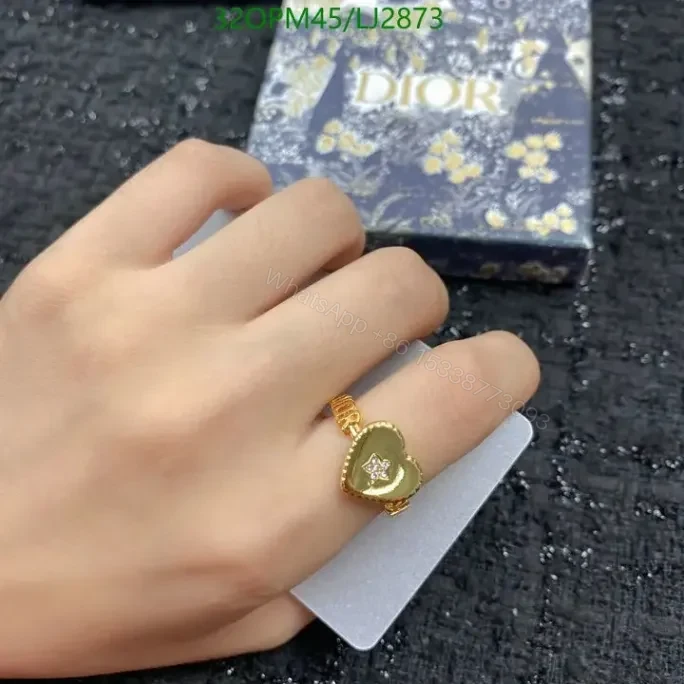 View 4 of Dior Heart Shape Ring in Brass and Pearl – Model LJ28735
