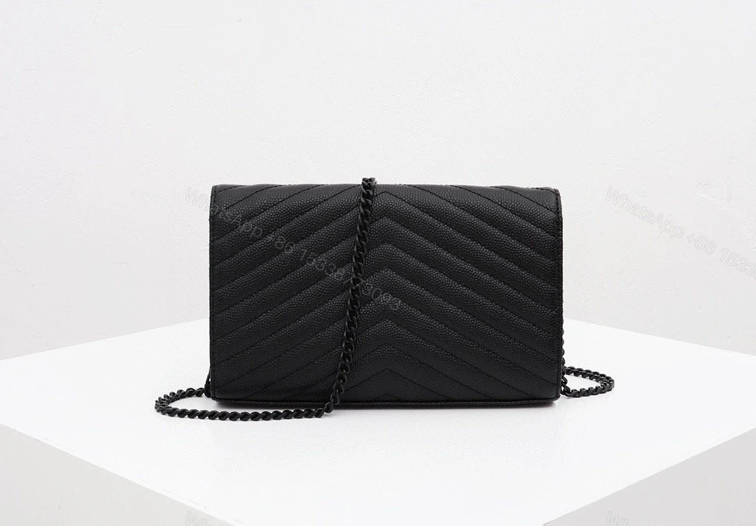 View 9 of CASSANDRE ENVELOPE CHAIN WALLET IN GRAIN DE POUDRE