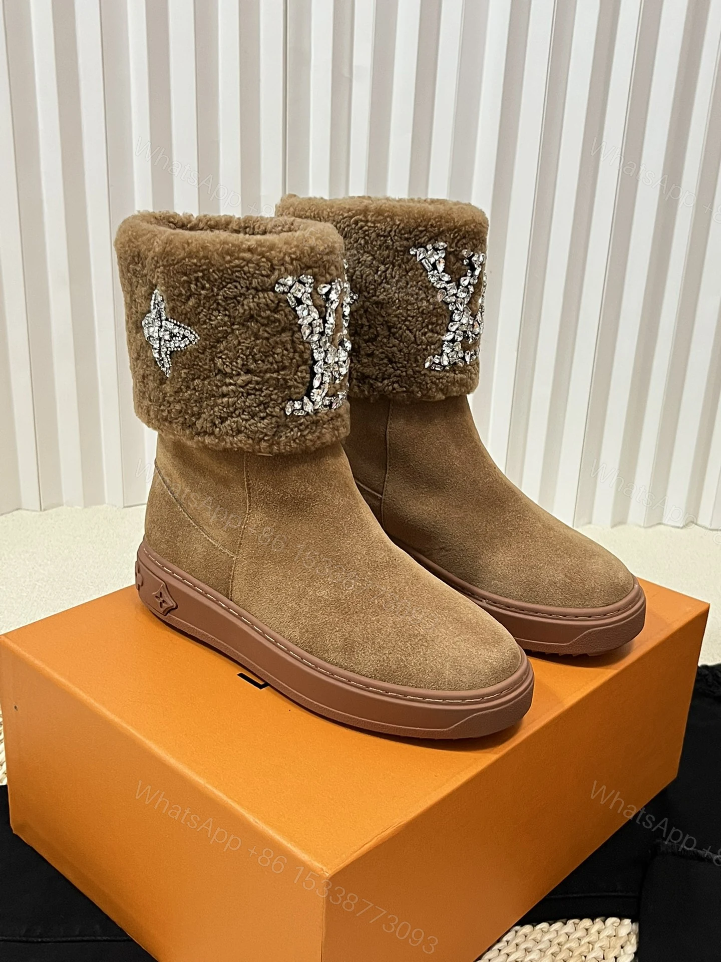 View 4 of LOUIS VUITTON ANKLE BOOT STUDDED WITH DIAMONDS BROWN
