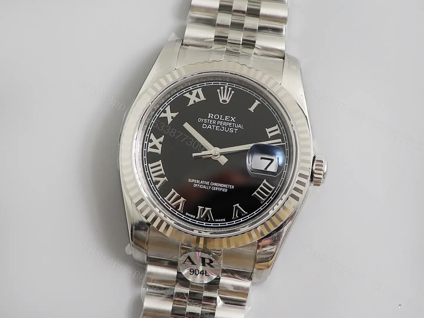 Rolex Datejust 36 Stainless Steel Fluted Jubilee Black Roman 116234-0086 — view 1