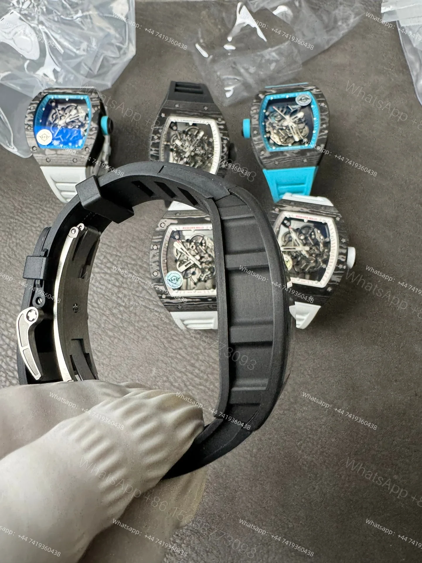 View 12 of Super Clone Richard Mille RM 055 Carbon TPT Rose Gold Skeleton 1:1 Replica Watch