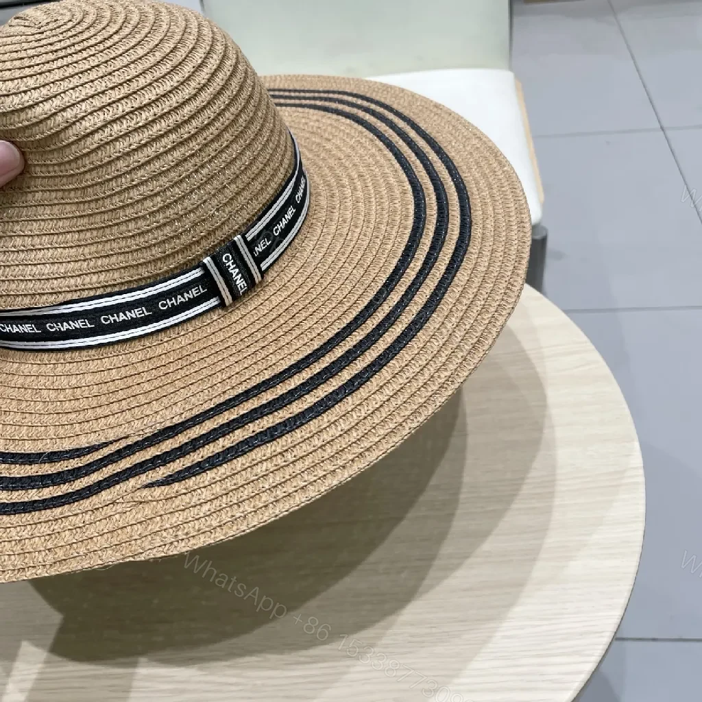 View 2 of Woven Straw Wide-Brim Hat with Luxe Band